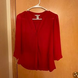 H&M Red Sheer Blouse